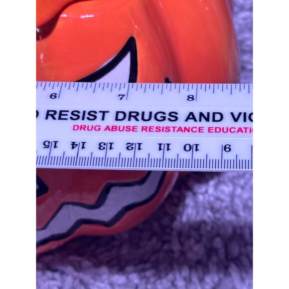 Davids Cookies Pumpkin Cookie Jar With Lid Orange & Green 8.5" Tall 8.5" Wide Ha - Picture 5 of 6